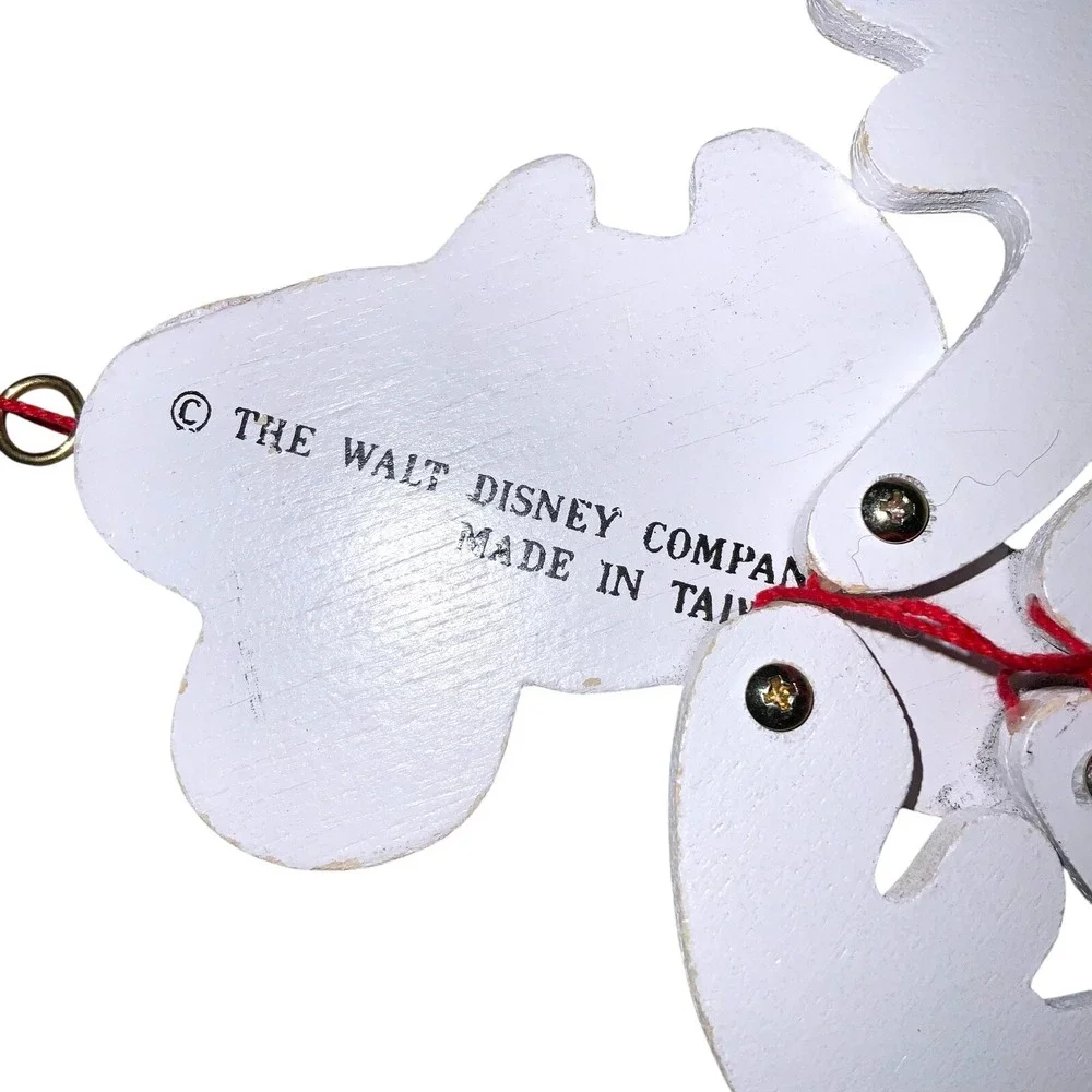 Vintage Walt Disney Mickey Mouse Wooden Pull String Puppet Christmas Ornament